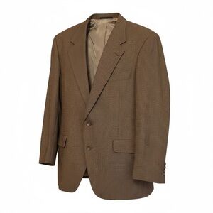 Willis & Geiger Men Brown Houndstooth Sport Coat Blazer 46R USA